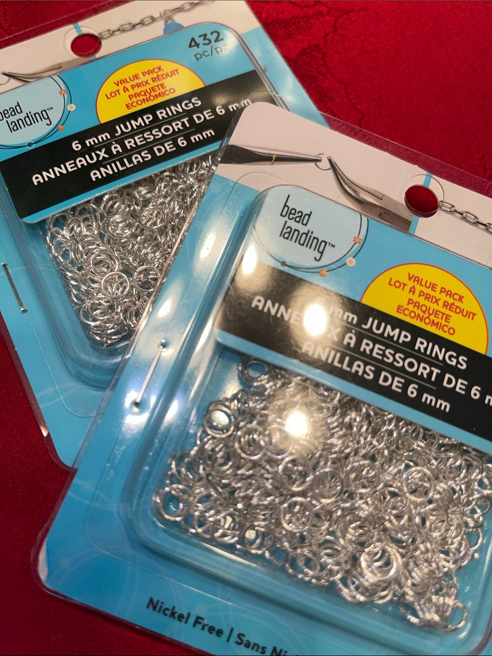 Bead Landing Jump Rings 6mm Silver TWO